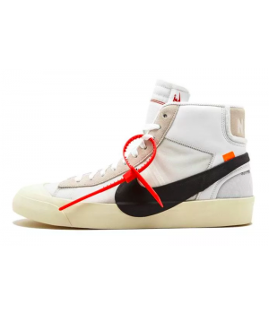 Мужские кроссовки Nike Air Jordan Retro 1 High Og x Off-White Blazer (Белые) 